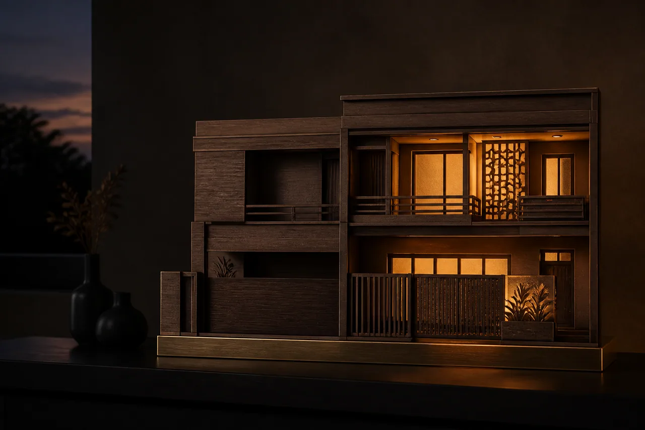 Pre-launch concept poster showing an illuminated architectural memory lamp at dusk